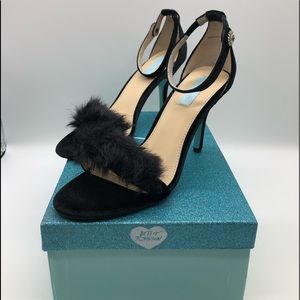 Betsey Johnson Sexy Black Heels with Fur